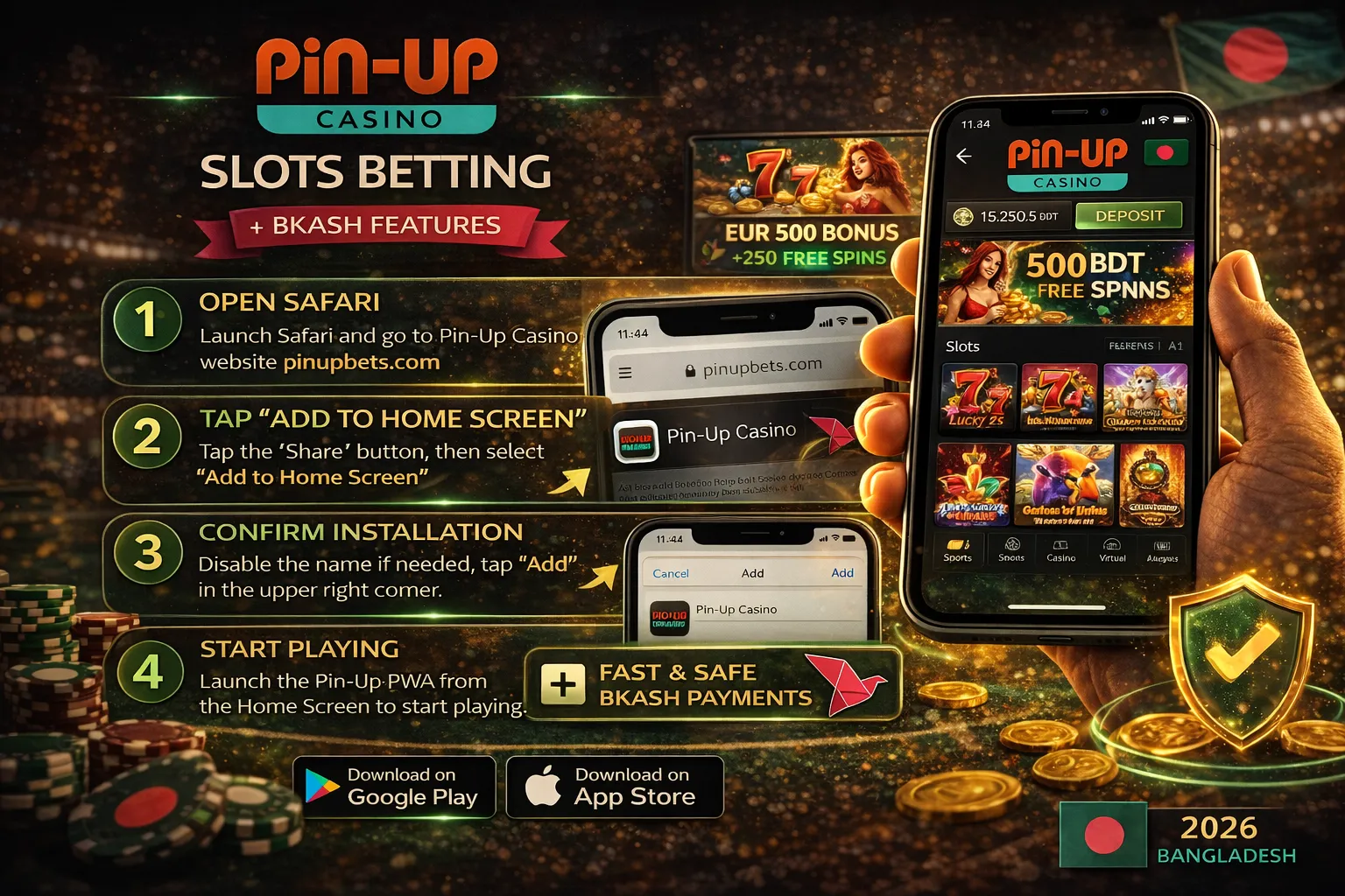 Pin Up app slots betting bKash features