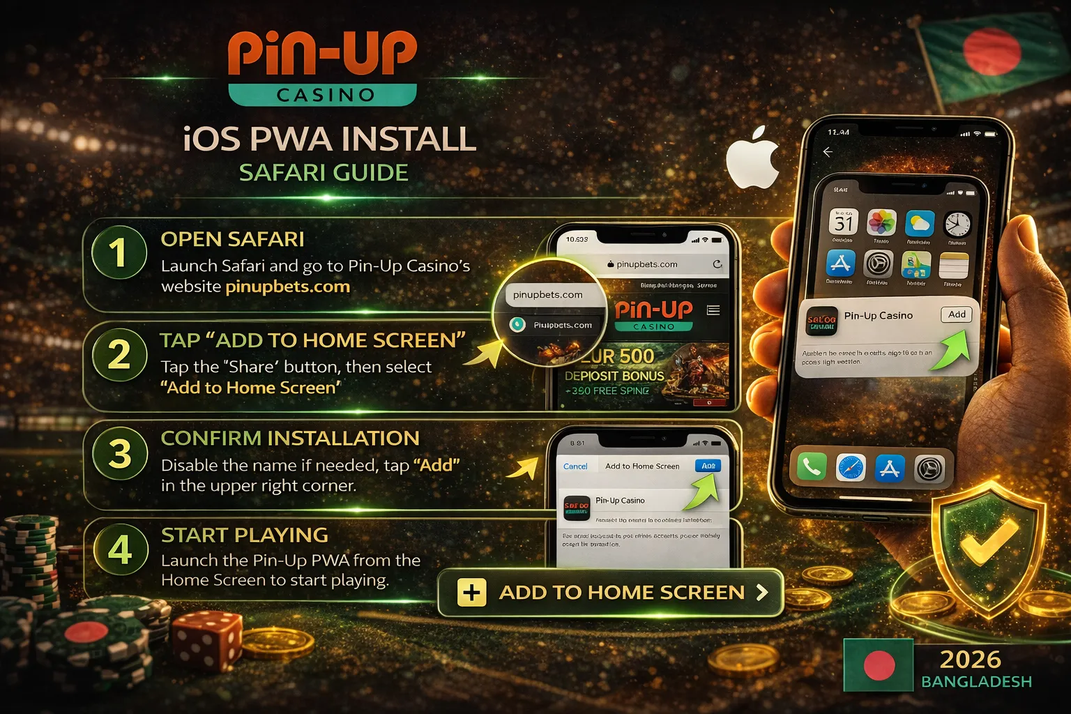পিন আপ iOS PWA ইনস্টল Safari
