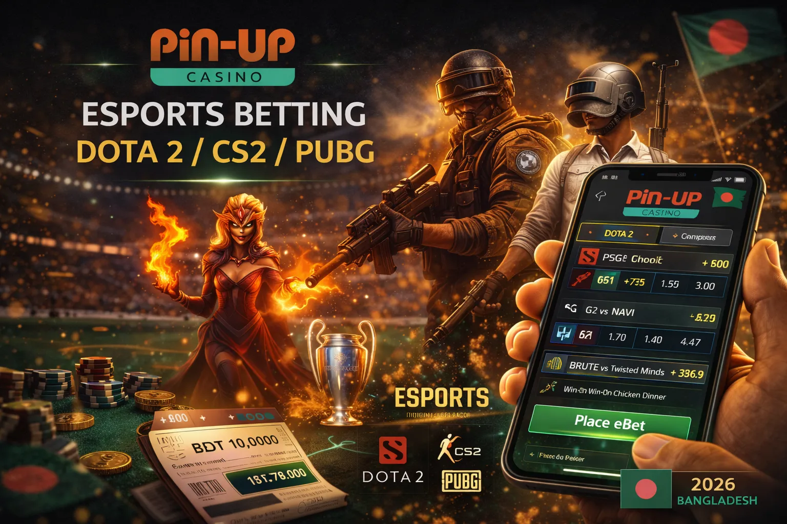 পিন আপ eSports Dota2 CS2 বেটিং