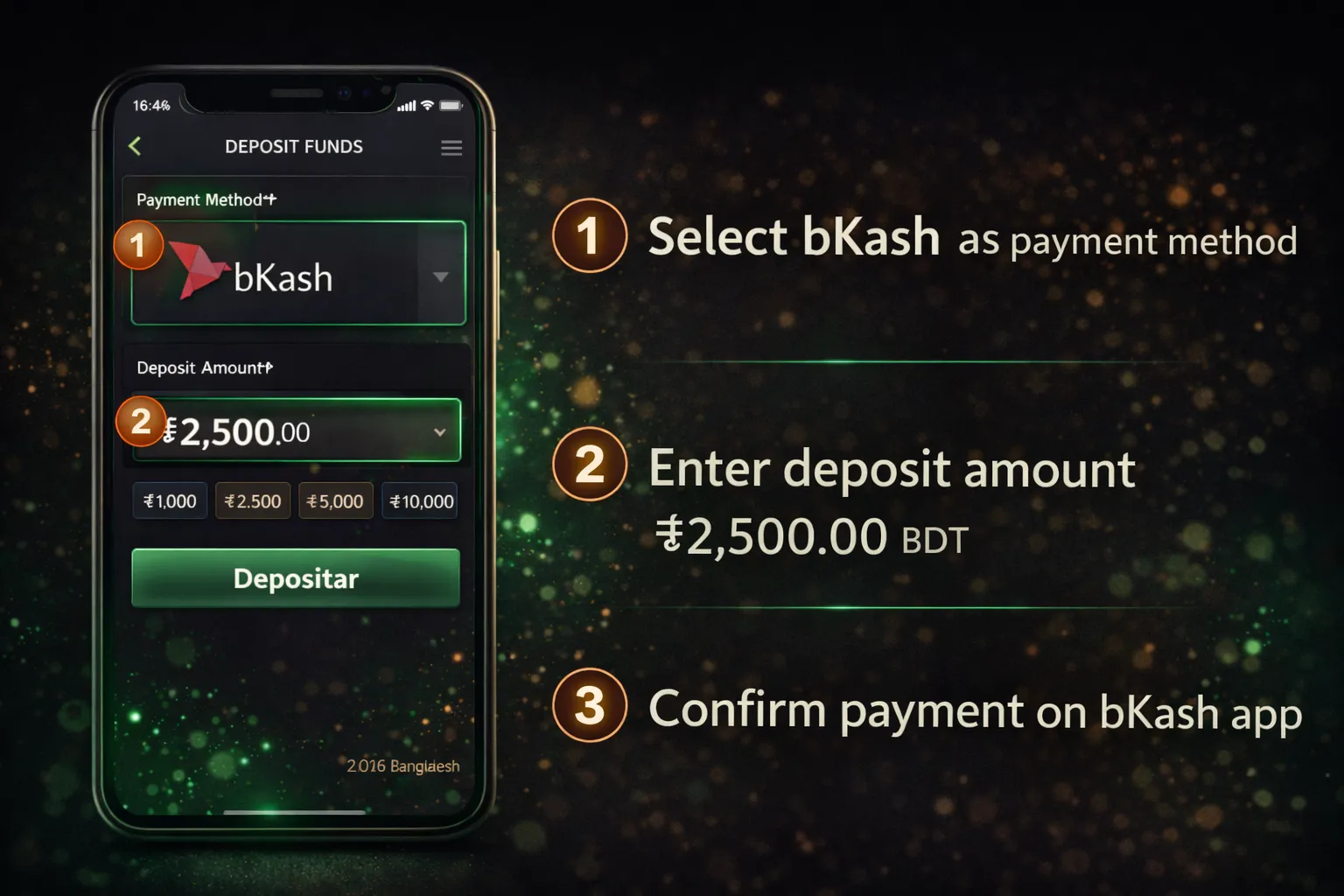পিন আপ বিকাশ ডিপোজিট ধাপ স্ক্রিনশট